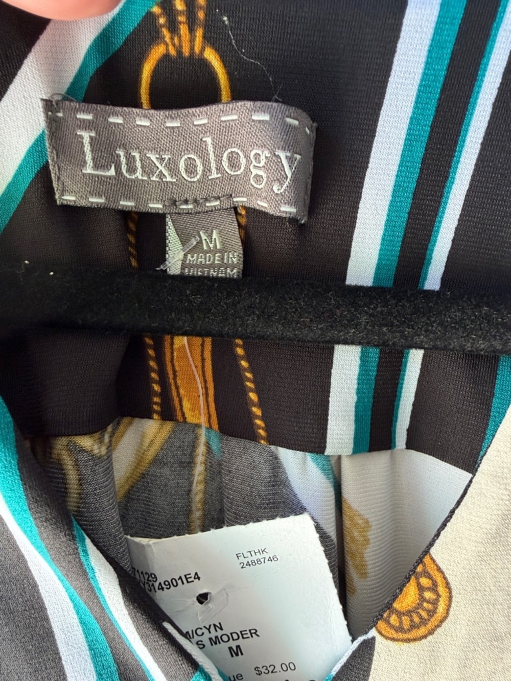 Dress by Luxology Chain-Print Belted Midi Dress in Black, Cream Size M Medium - Picture 2 of 5